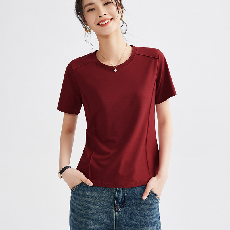 专柜正品高端冰丝短袖T恤女2025年夏季新款圆领上衣修身显瘦体恤