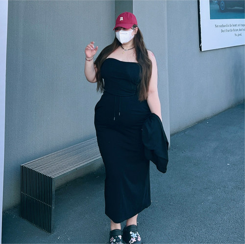 大码女装抹胸裙子两件套