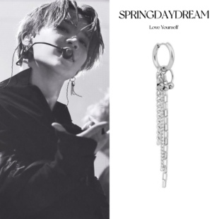 朴智旻Jimin防弹少年团同款耳环韩版ins个性冷淡风不锈钢耳夹耳扣