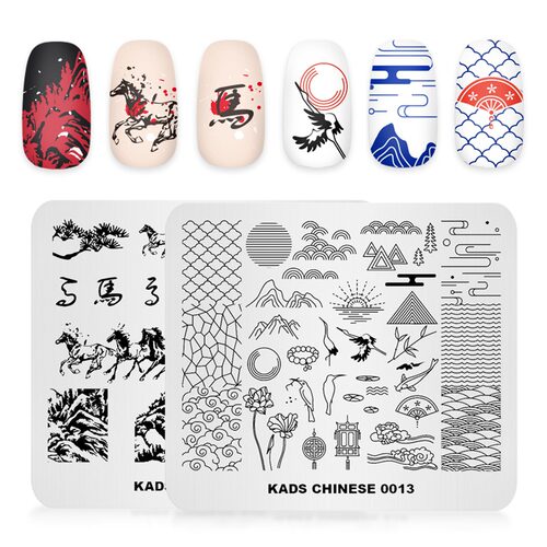 KADS美甲印花模板10月款式中国风树叶表情可爱恐龙水果 - 封面