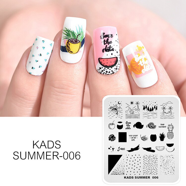 KADS 印花模板印花钢板猫夏天几何条纹花大理石纹指甲油印花