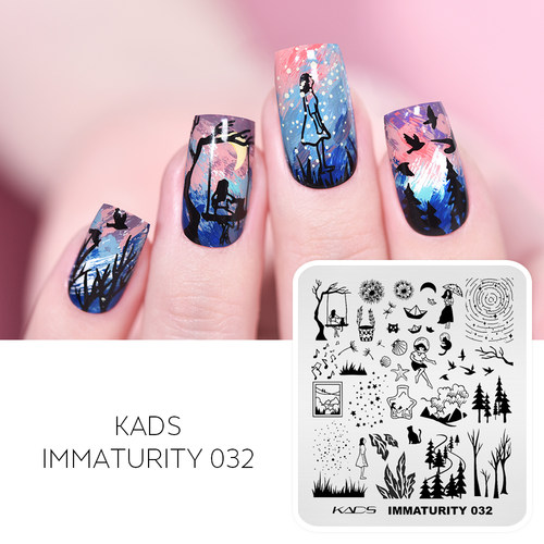 KADS2月新品美甲印花模板  山水风景塔罗牌神奇动植物森林落叶