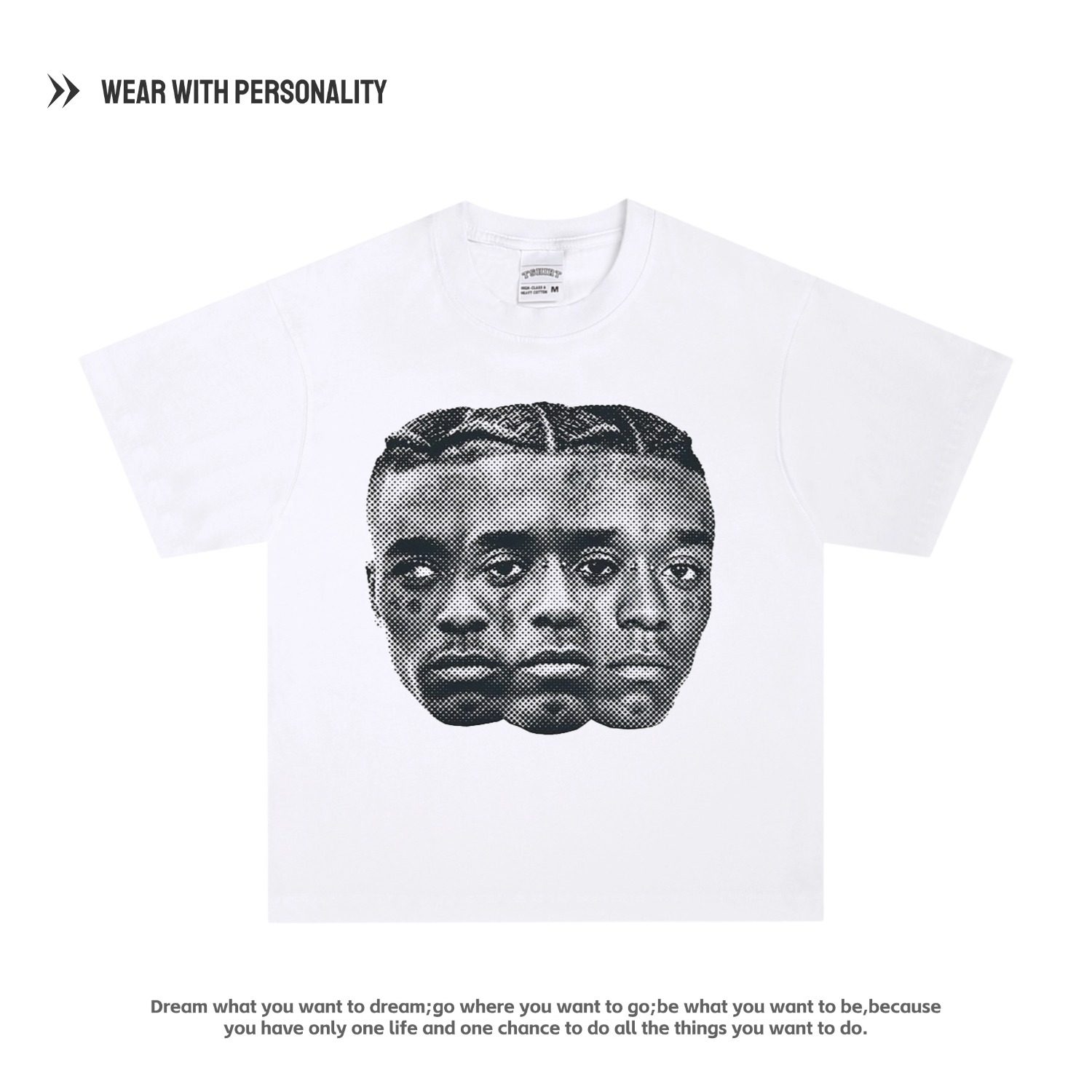 Lil Uzi Vert小乌兹HIPHOP直喷印花嘻哈人物说唱T恤小领口短袖男
