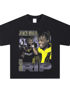 歌手朱斯·沃尔德Juice WRLD美式复古长短袖纯棉透气宽松连帽卫衣