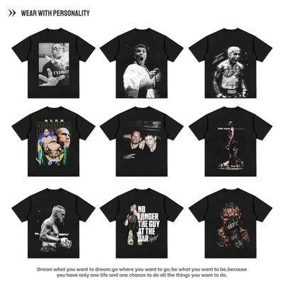 奥利维拉 佩雷拉印花美式高街重磅纯棉圆领短袖t恤男ufc格斗上衣