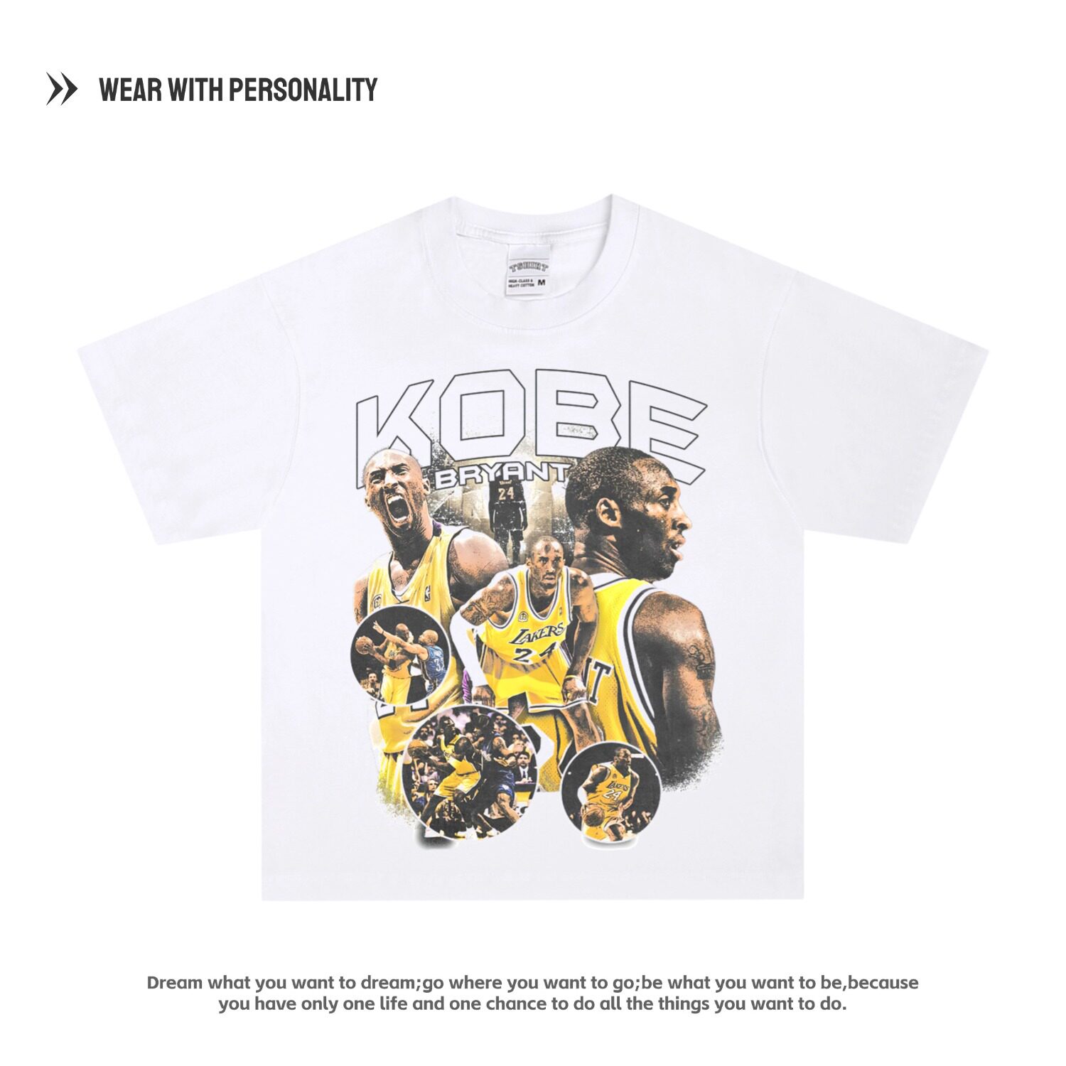科比kobe纪念款美式小领口直喷重磅纯棉篮球情侣款夏季短袖T恤男