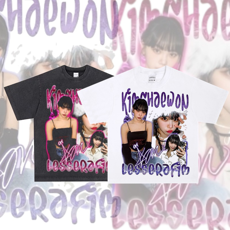 队长金采源LE SSERAFIM女团长短袖美式应援物纯棉复古爱豆周边T恤