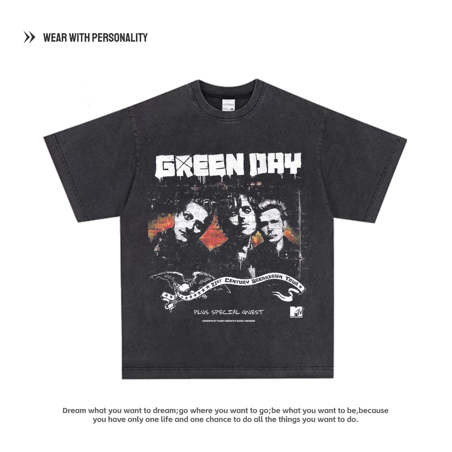 Green Day绿日乐队周边短袖T恤男女夏季纯棉美式摇滚朋克半截袖潮