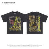 Eddie埃迪F1赛车双面印花图案中性男女复古街头圆领美式 长短袖 T恤