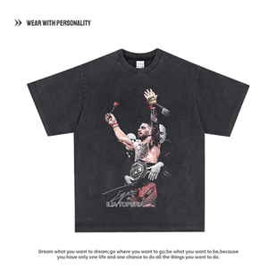 UFC托普利亚Ilia Topuria美式圆领宽松街头人像数码直喷短袖T恤