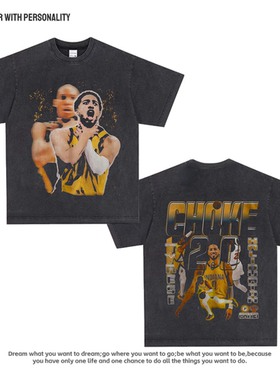 美式哈利伯顿Haliburton印花T恤双面做旧oversize纯棉长短袖圆领