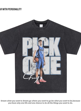 独行侠库珀弗拉格球星印花T恤美式篮球宽松嘻哈重磅复古短袖男tee