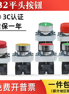 NP2 XB2-BA31/BA42自复位平头按钮开关一常开1常闭凸头带罩点触动