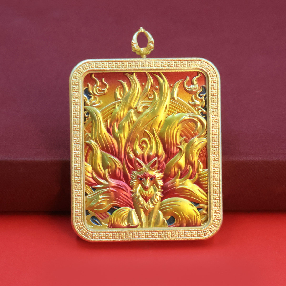 九尾狐唐卡电镀鎏金立体浮雕男女