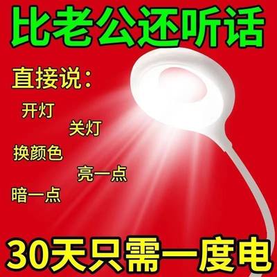 智能语音小夜灯led说话usb照明灯床头灯小夜灯声控护眼卧室台灯