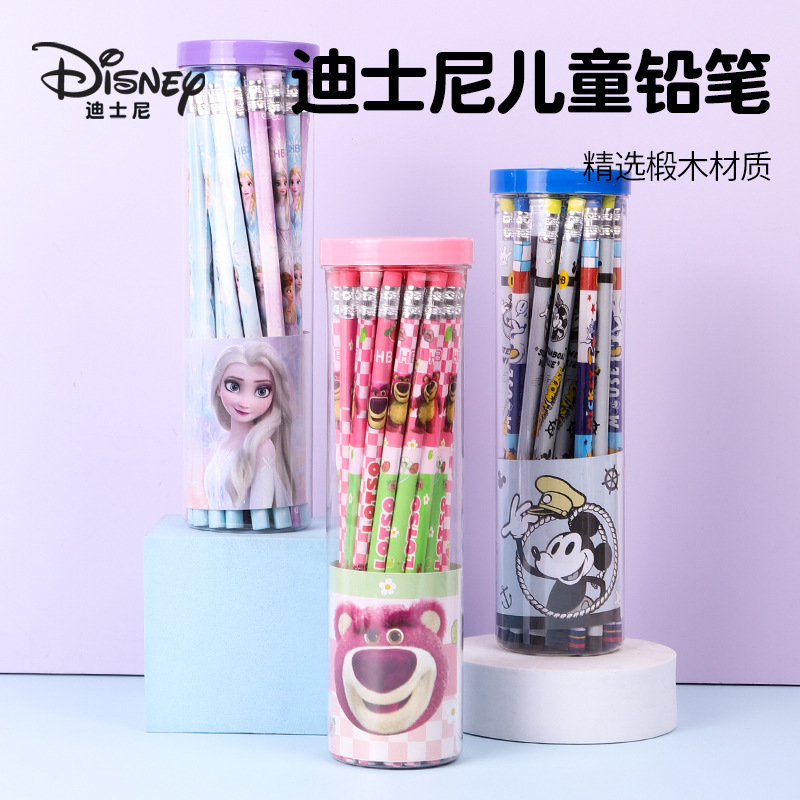 迪士尼儿童铅笔套装卡通动漫学生文具笔多支礼盒装HB卡杆练字铅笔