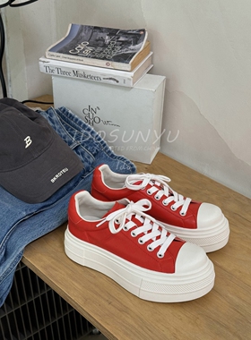 ido鞋子女2026新款爆款学院风真皮增高休闲鞋女小个子厚底板鞋女