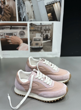 idosunyu2026年超火的鞋子春夏拼皮复古粉色阿甘鞋女轻便休闲鞋女