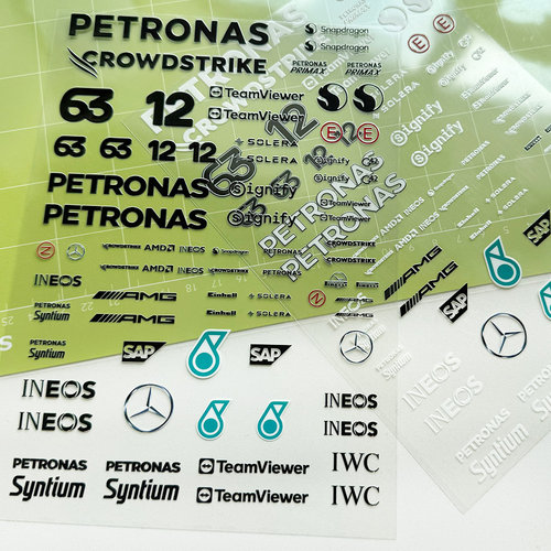 F1车贴RC模型水晶车贴纸1/10方程式赛车梅赛德斯防水赞助装饰贴标