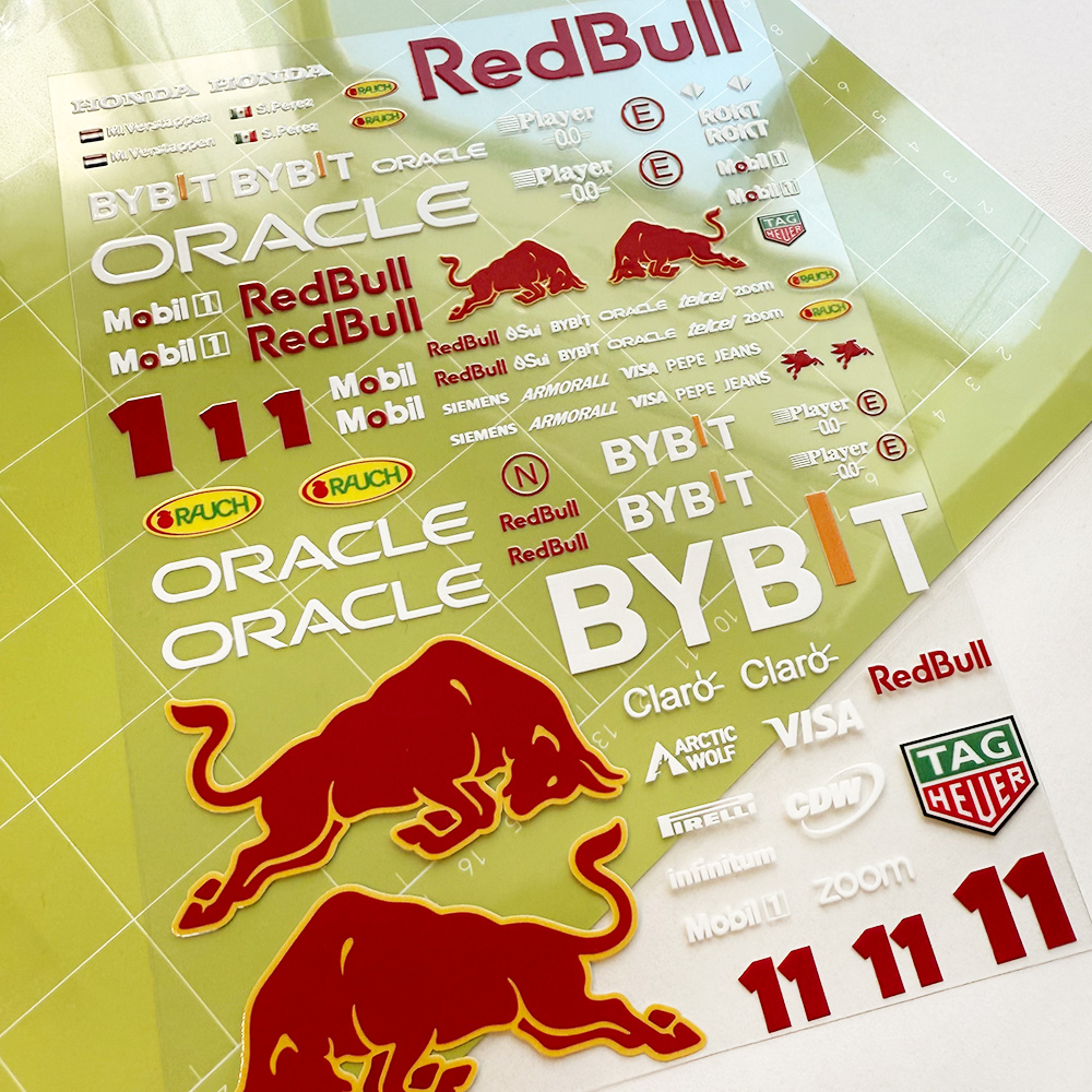 1/10红牛F1赛车RB20模型/积木转印贴纸高精度