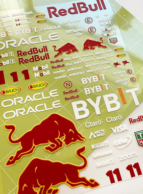 1/10红牛F1赛车RB20模型/积木转印贴纸高精度水晶