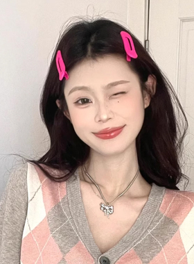 好显嫩哦大货玫红色刘海夹无痕