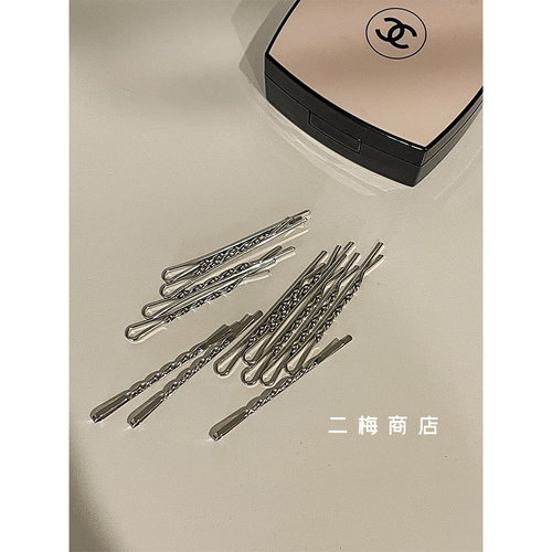 欧美博主同款银色一字夹金属边夹