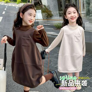 女童套装秋季2025新款洋派时髦儿童女宝宝韩系秋装背心裙子两件套