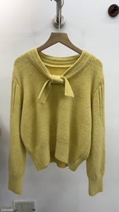 2025年冬装新款简约百搭套头毛衣鹅黄色气质时尚显贵上衣