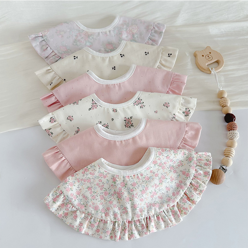 纱布大花边防水口水巾