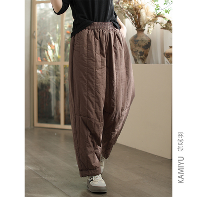 咖咪羽厚款高腰内里夹棉棉裤