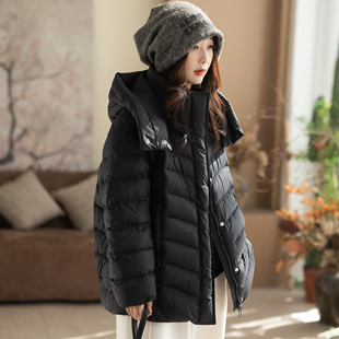 咖咪羽90白鸭绒冬装新款黑色中长款流行时尚百搭通勤女款羽绒服