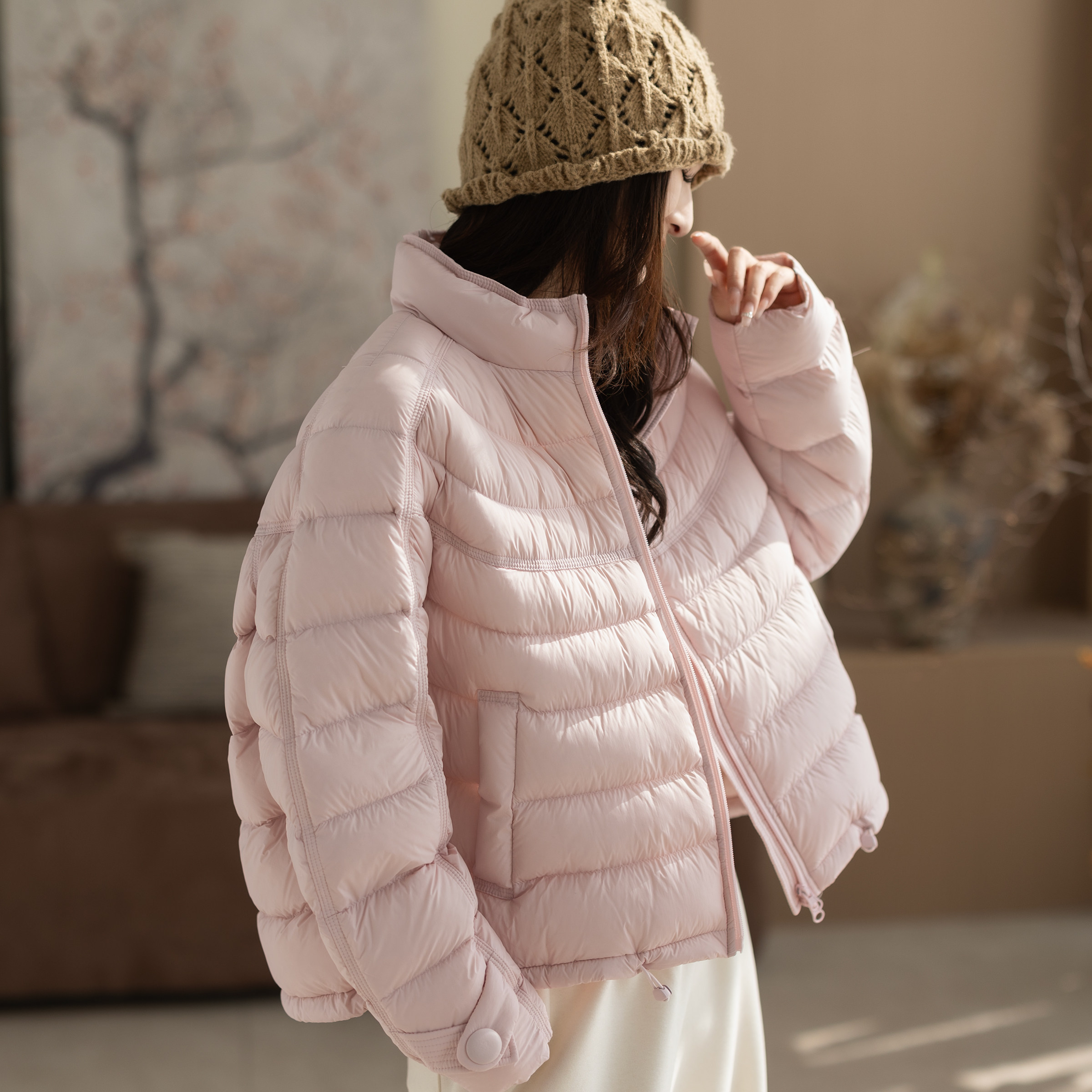 咖咪羽90白鸭绒休闲时尚冬装女士韩版保暖纯色女装上衣羽绒服女