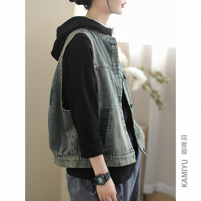 咖咪羽单排扣日常常规圆领马夹