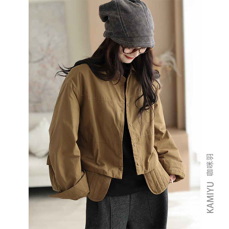 咖咪羽外套女秋季新款文艺个性拼接女士宽松好看百搭洋气女装上衣
