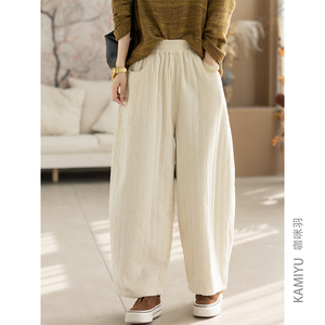 咖咪羽全棉灯芯绒休闲裤女秋冬新款直筒宽松女士流行女装休闲裤女