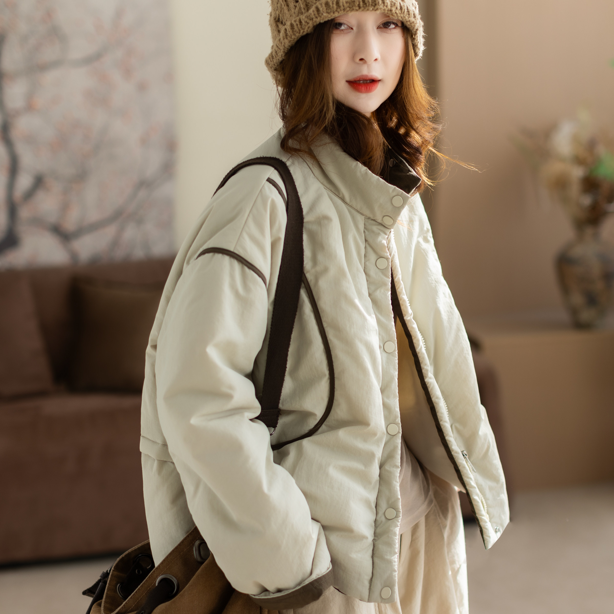 咖咪羽韩版时尚百搭休闲棉服外套秋冬新款宽松显瘦保暖小棉袄