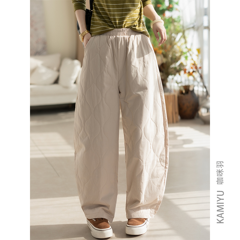 咖咪羽休闲棉裤女冬季新款直筒宽松女士全棉流行百搭通勤女装裤子