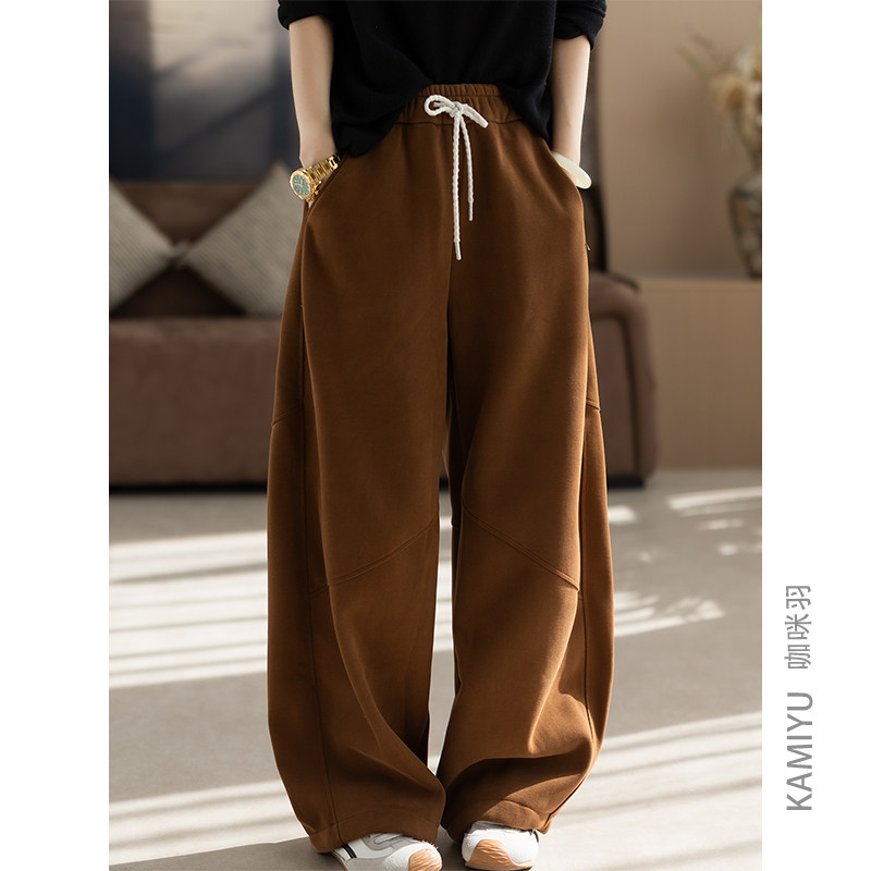 咖咪羽休闲裤女秋冬新款加绒加厚女士宽松时尚流行好看女装裤子厚