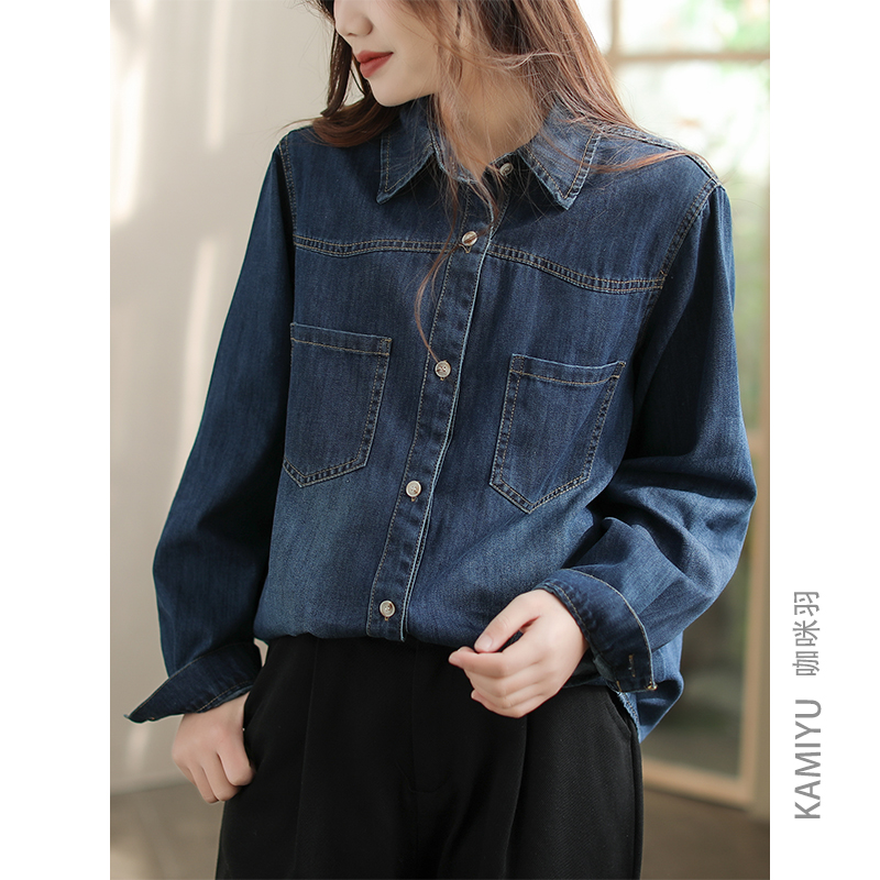 咖咪羽宽松休闲时尚排扣长袖衬衫