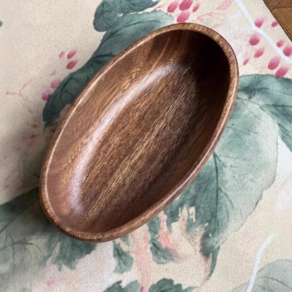 椭圆形木碟果盘小吃碟茶点碟日式木制餐具小木船创意
