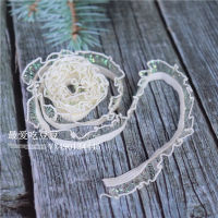 Hand-woven dreamcatcher tassel thread, white lace with iridescent flower borders, narrow sections dyed in dreamy colors, hand-dyed snow gauze ribbon thumbnail 3