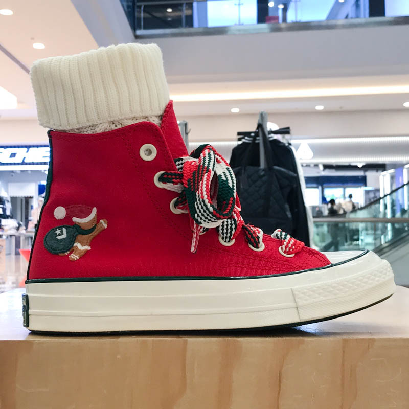 CONVERSE匡威男女鞋2024冬季新款透气休闲运动高帮帆布鞋 A12454C