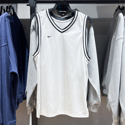 耐克男装2024夏季新款篮球运动无袖背心健身速干T恤衫 FQ3708-100
