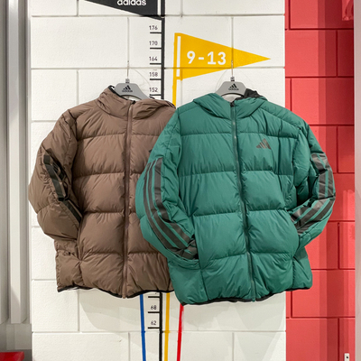 阿迪达斯保暖双面穿连帽羽绒服
