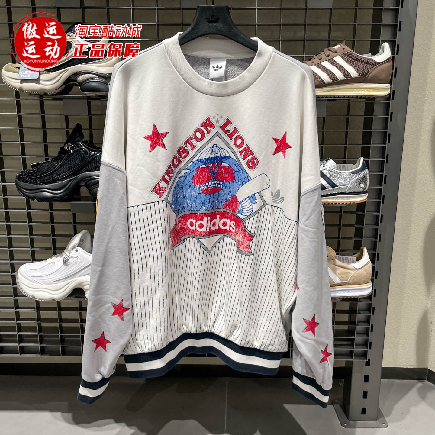 Adidas阿迪达斯女子2025秋运动休闲宽松长袖印花卫衣套头衫KG3146