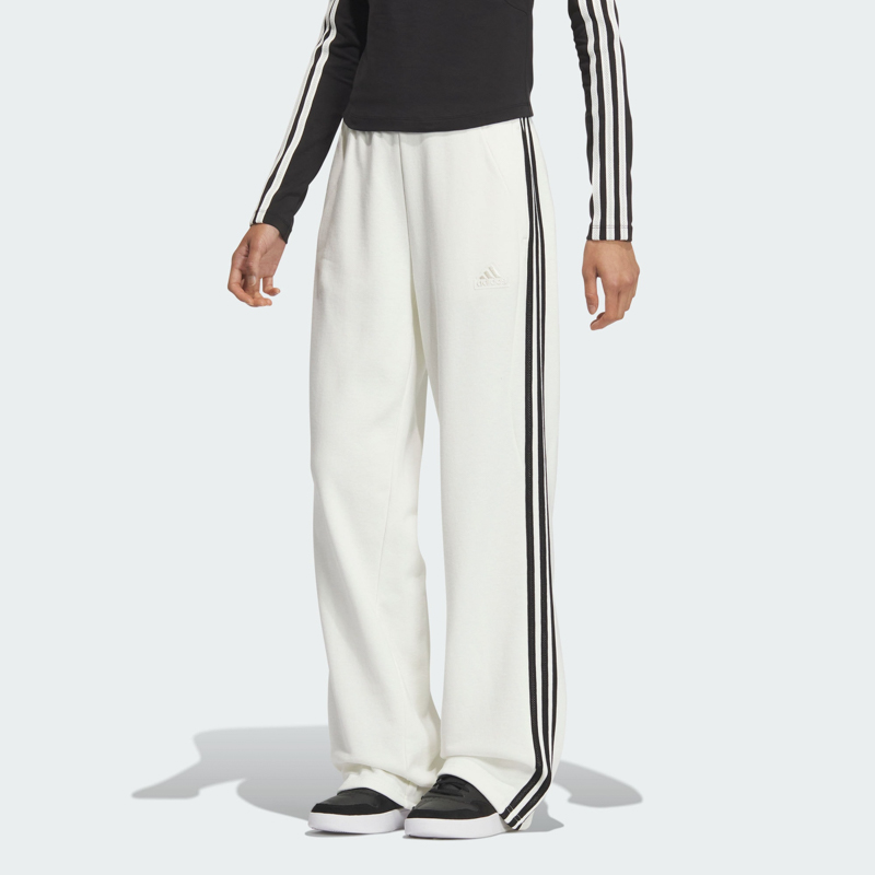 阿迪达斯女裤2025春季新款经典三条纹针织卫裤直筒运动长裤JN0763