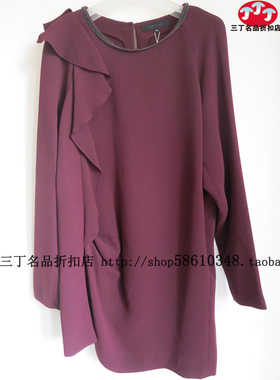 喀啦女装CARA专柜正品C251砖红色圆领飘逸侧飞边长袖衫上衣原2580