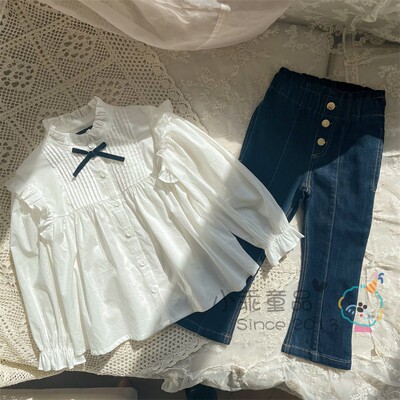 韩国纯棉春秋捏折丝绒衬衫