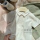 儿童夏季 高级感 上衣 轻薄棉梭织条纹翻领 衬衫 短袖 强推